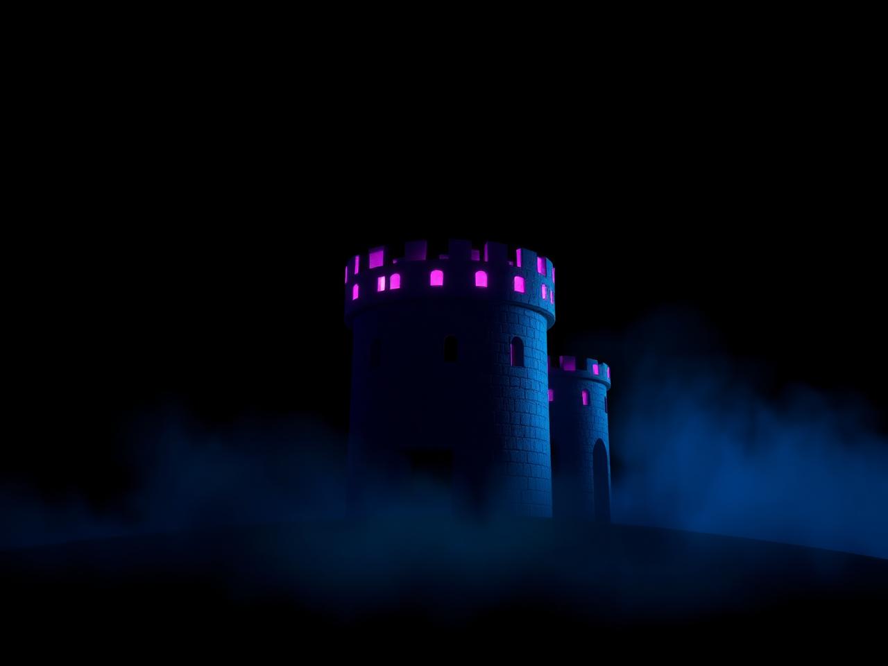 Violet and teal abstract of Kilkenny's medieval skyline representing local AI consulting